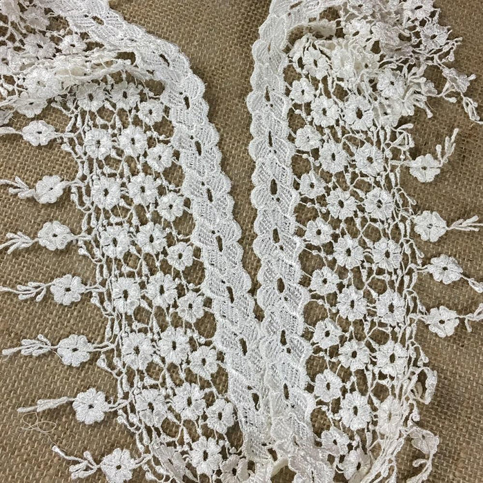 Trim Lace Fringe Daisy Dance Design Venise by the Yard, 5.25" Wide. Ivory. Multi-use ie Garments Bridals Slip Extender Veils Costumes Crafts