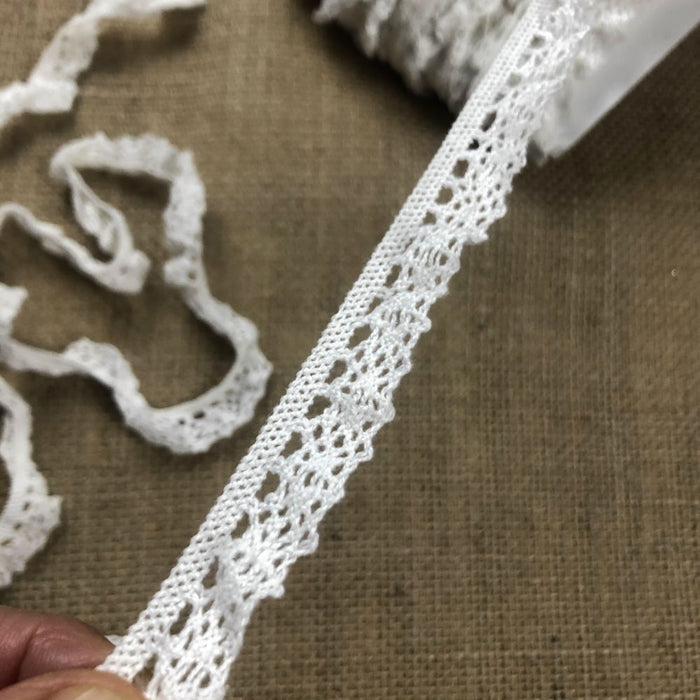 Stretch Trim Lace Cluny 1/2" Wide . Vintage Natural Cotton Antique Narrow, Multi-Use ex: Garments Decorations Crafts Skirt Costumes.