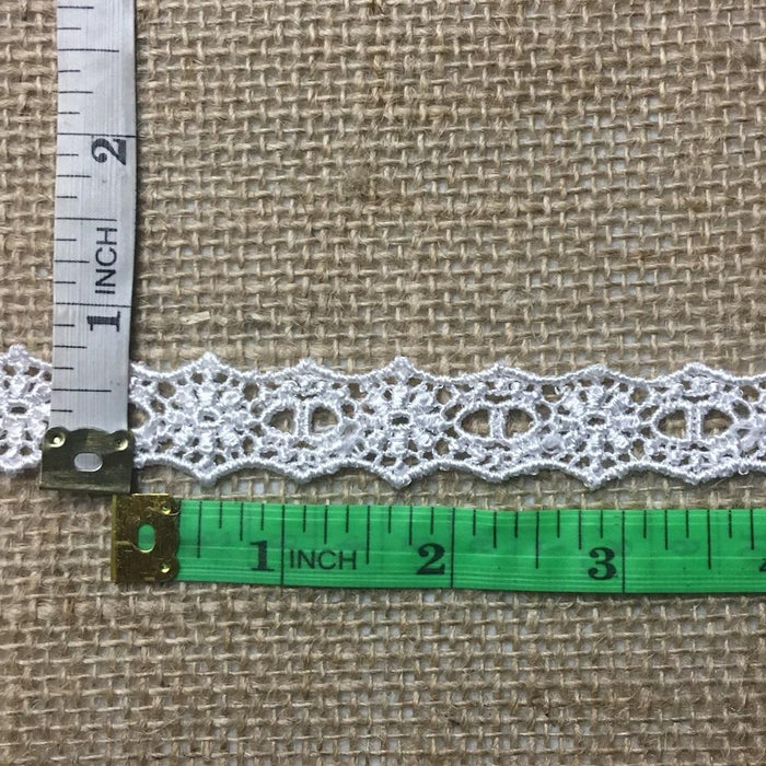 Slots Trim Lace  3/4" Wide Cute Double Border Venise with Slots for Ribbon. Choose Color. Multi-Use Ex: Garments Bridals Crafts Costumes.