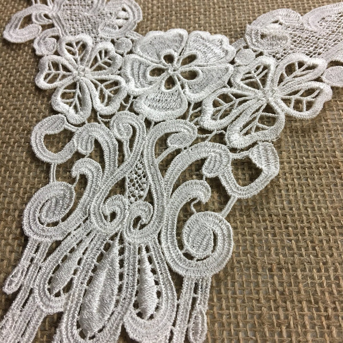 Lace Applique Floral Piece Embroidery Venise Yoke Neckpiece, 12"x10", Choose Color. Multi-Use Garments Bridal Tops Costumes Crafts DIY Sewing
