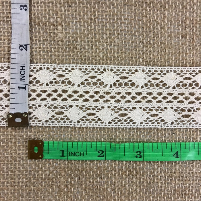 Fine Cluny Trim Lace Natural Cotton 1.5" Wide Ivory Yardage Vintage Antique Irish Edging, Multi Use: Garments Arts Crafts Costumes Table Runner DIY Sewing