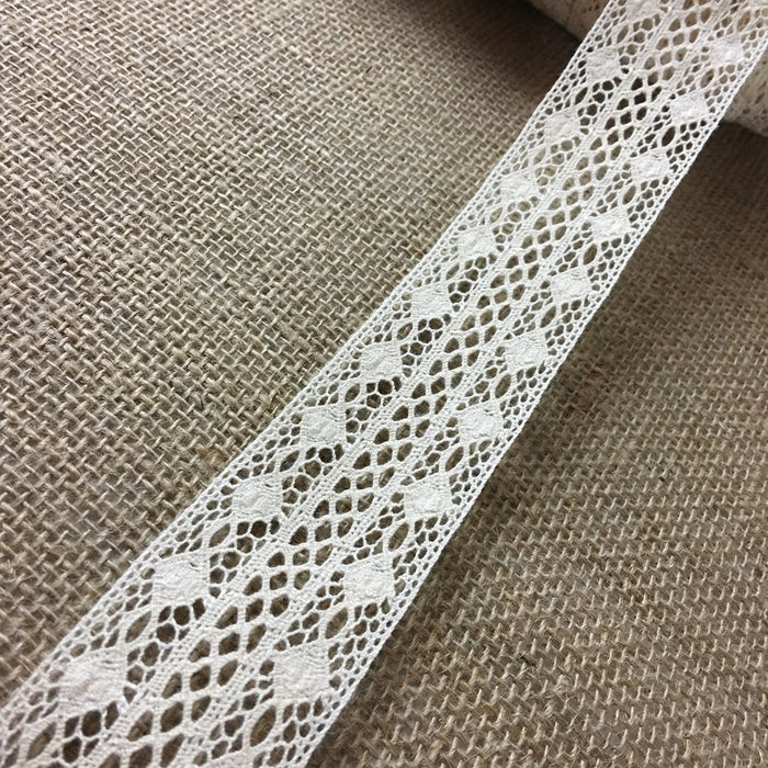 Fine Cluny Trim Lace Natural Cotton 1.5" Wide Ivory Yardage Vintage Antique Irish Edging, Multi Use: Garments Arts Crafts Costumes Table Runner DIY Sewing