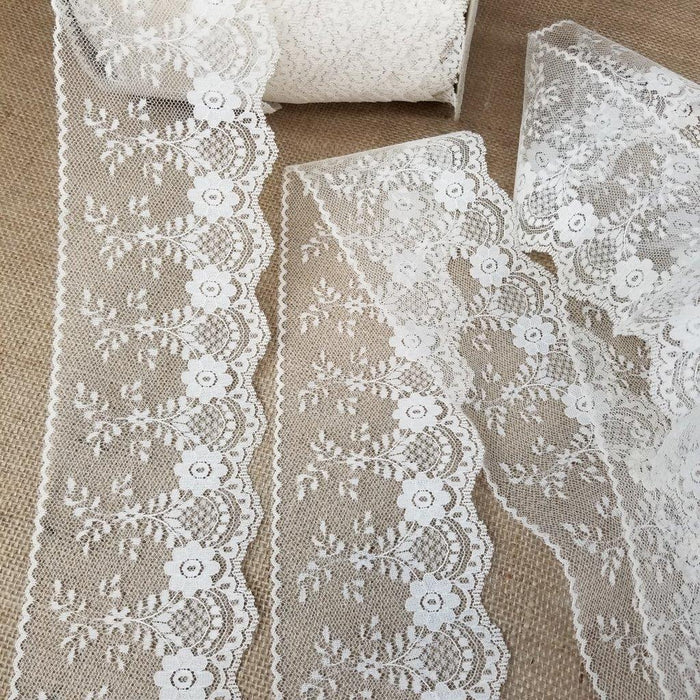 Raschel Trim Lace Beautiful Classic 4" Wide, Ivory. Bridal Wedding Edging Garments Decorations Arts Crafts Table Runner ⭐