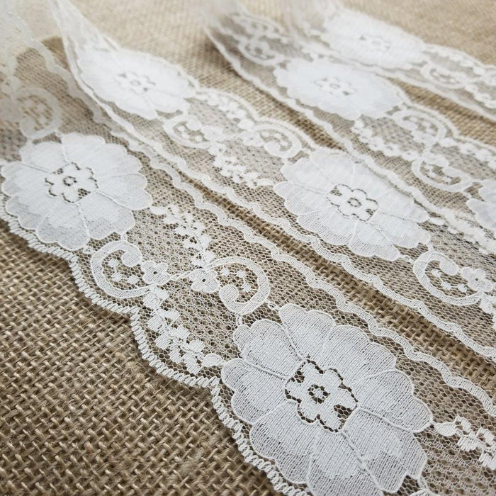 Raschel Trim Lace Beautiful Classic 2.5" Wide, Ivory. Uses: Bridal Wedding Edging Garments Decorations Arts Crafts Table Runner ⭐