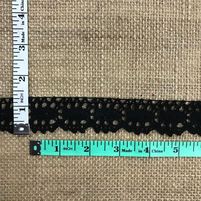 Cluny Trim Lace Natural Cotton 1.25" Wide Black Yardage Vintage Antique, Multi Use: Garments Arts Crafts Costumes DIY Sewing.