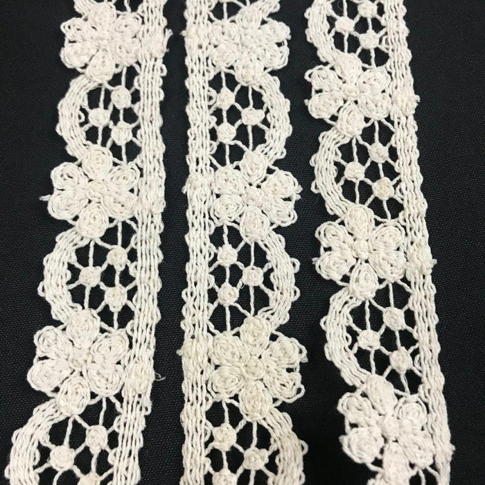 Cluny Trim Lace Daisy Arch design Natural Cotton 1.5" Wide Ivory Vintage Antique Edging, Multi Use: Garments Arts Crafts Costumes DIY Sewing