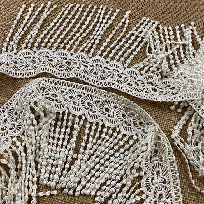 Fringe Trim Lace 5" Wide Bohemian Hanging Dots Venise, Choose Color. Multi-Use Garments Bridal DIY Sewing Slip Extender Veils Costumes