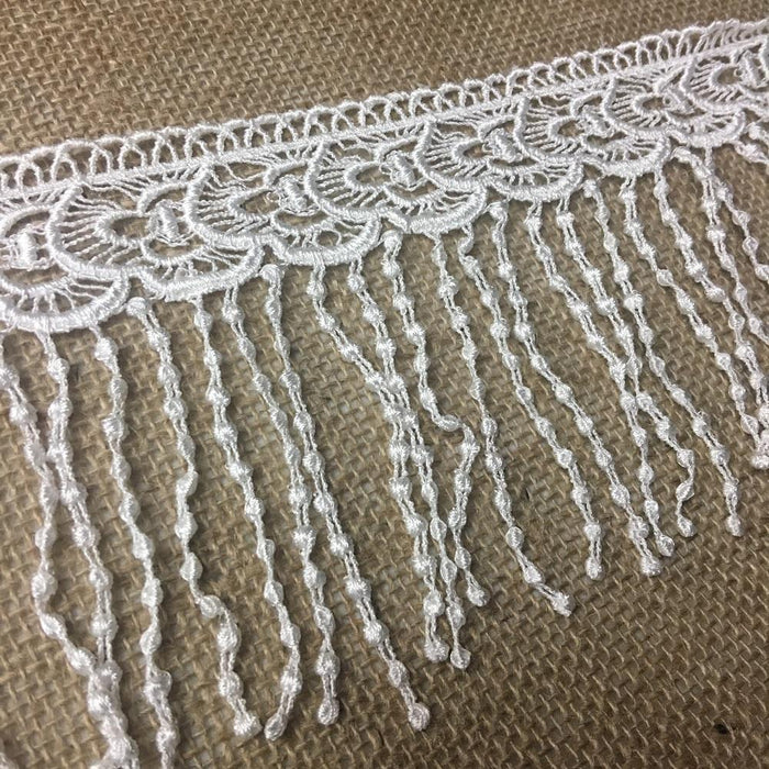 Fringe Trim Lace 5" Wide Bohemian Hanging Dots Venise, This item was dyed and the bottom part is somewhat unravelled in some places but can be trimmed. Sold as is at big discount.