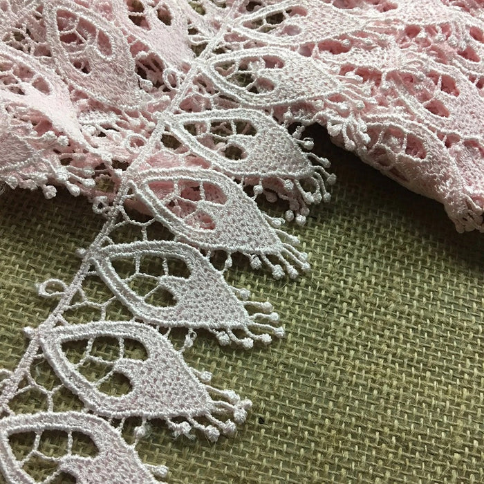Trim Lace Pink 2.5" Wide, Holy Light Window Design Venise, Garments DIY Sewing Slip Extender Decoration Arts Crafts Costume Veil ⭐