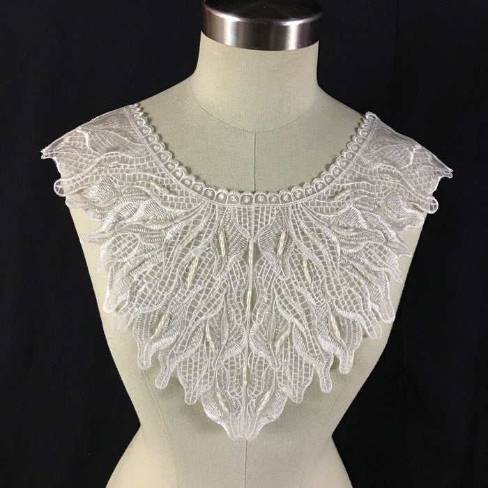Beaded Applique Piece Lace Yoke Neckpiece Elegant Wild Bohemian, 15"x12", Garments Dance Theater Costumes Tops DIY Sewing ⭐