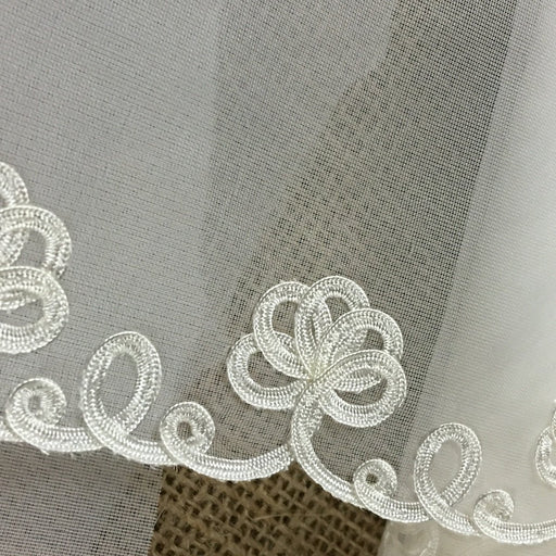 Lace Trim Soutache Floral Design on Firm Tricot Ground, 1.5"-6" Wide, Ivory, Multi-Use Garment Gown Tutu Bridal Communion Christening Costumes Curtains