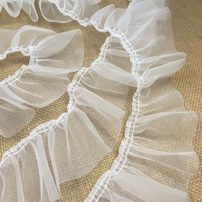 Ruffled Gathered Netting Tulle Mesh Trim Lace 3" Wide SKU R1589N1