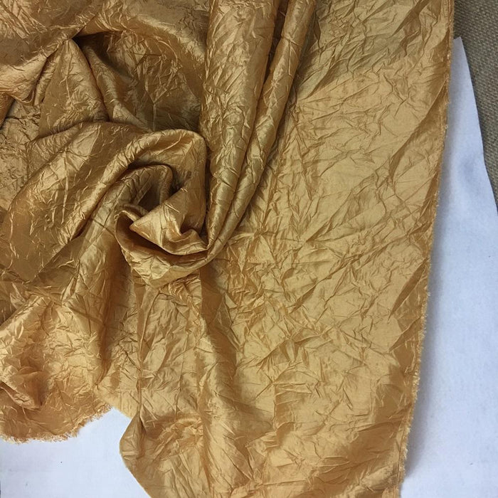 Crushed Taffeta Fabric Random Creased Great Quality Beautiful Gold Color ,100% Poly, 56" Wide, Use for Garment Tablecloth Overlay Backdrop