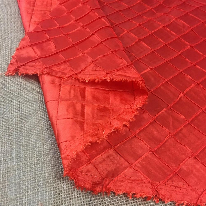 3D Pintuck Taffeta Fabric 1" Diamond Squares, 100% Poly, 52" Wide Beautiful Orange Color, Use for Garment Tablecloth Overlay Backdrop Decoration Events Costumes ⭐