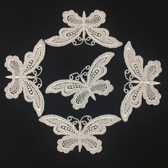 Butterfly Applique Lace Embroidery Venise Piece Motif Patch 1.5"x3.5" Choose Color, Multi-Use ex. Garments Costume DIY sewing Arts Crafts.