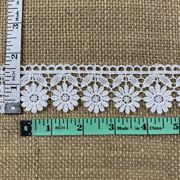 Trim Lace Daisy Sunflower Venise by the Yard, 1.5" Wide, Black. Garments Veils Decorations Crafts Scrapbooks Tops Costumes. ⭐