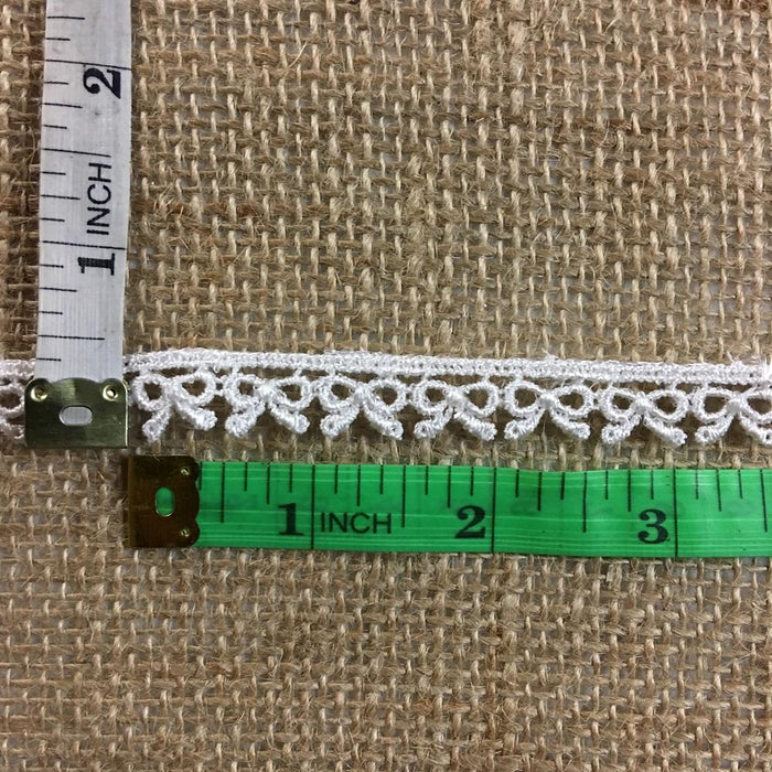 Trim Lace Ribbon Bowtie Venise by the Yard, 1/2" Wide, Ivory, Multi-use ex. Garments Decorations Crafts Scrapbooks Tops Costumes.