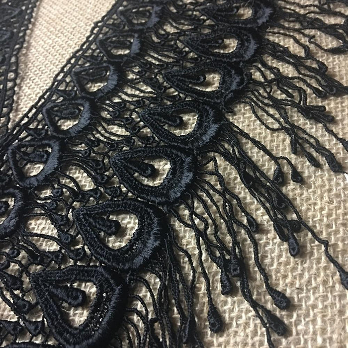 Lace Trim Peacock Fringe Design, Multiple Colors Available, 6" Wide. Multi-use Ex. Garments, Bridal, Veils, Tops, Slip Extenders, Costumes