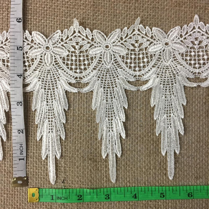 Trim Lace Holiday Amaryllis Goatee Design Venise by the Yard, 6" Wide. Choose Color. Multi-use ie Garments Bridals Slip Extenders Costumes