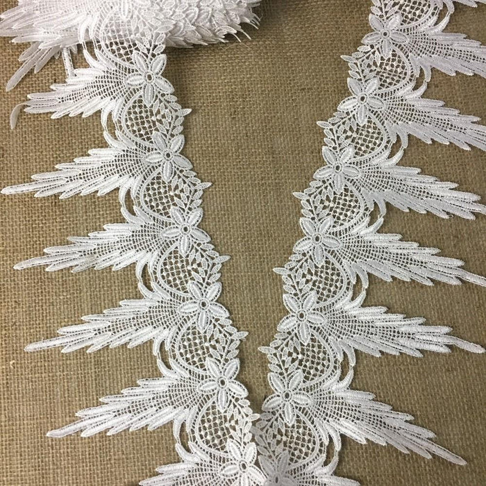 Lace Trim Puff Clouds White 1" Wide Wave Puff Cloud Venise. Many Uses ex: Wedding Edging Garments Decorations Crafts Veils Tops Costumes.