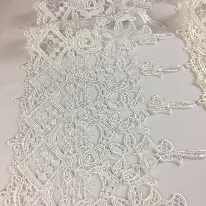 Trim Lace Flower Garden Design Venise by the Yard, 8" Wide. Available in Multiple Colors. Multi-use ie Garments Bridals Slip Extenders