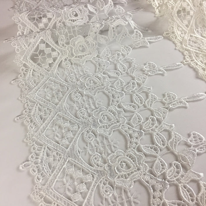 Trim Lace Flower Garden Design Venise by the Yard, 8" Wide. Available in Multiple Colors. Multi-use ie Garments Bridals Slip Extenders