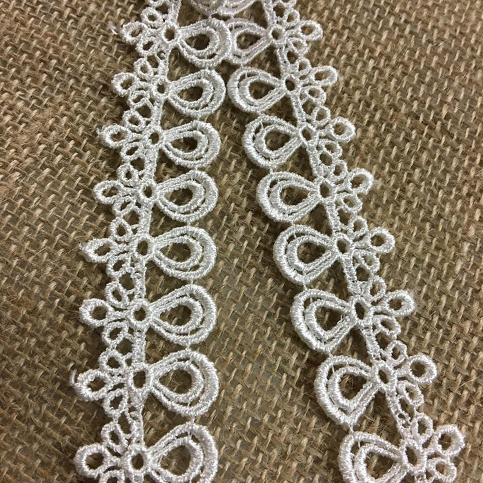 Trim Lace Bowling Pin Design Venise by the Yard, 1" Wide. Choose Color. Multi-use ie Garments Bridals Crafts Veils Scrapbooks