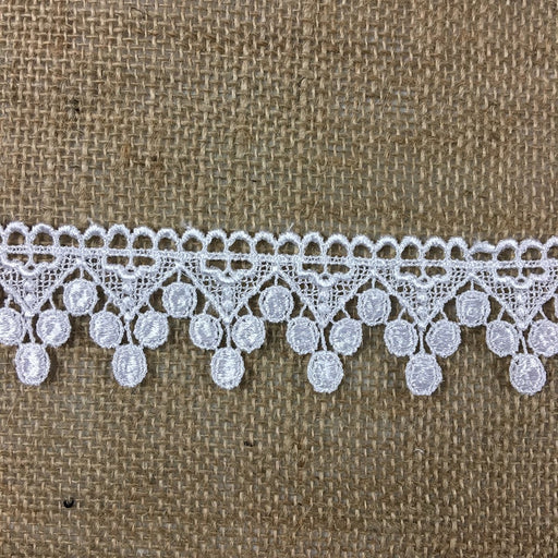 Trim Lace Triangle Dots Design Venise by the Yard, 1.5" Wide. White. Multi-use ie Garments Bridals Veils Costumes Crafts ScrapbooksTrim Lace Triangle Dots Design Venise by the Yard, 1.5" Wide. White. Multi-use ie Garments Bridals Veils Costumes Crafts Scrapbooks