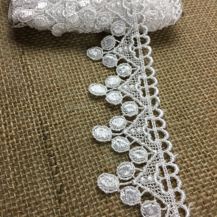 Trim Lace Triangle Dots Design Venise by the Yard, 1.5" Wide. White. Multi-use ie Garments Bridals Veils Costumes Crafts Scrapbooks