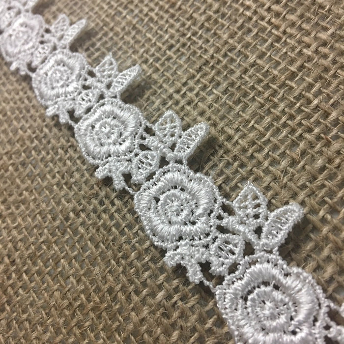 Lace Trim Rose Flower Design Venise 1" Wide. Available in Multiple Colors. Multi-Use ex. Garments Tops Decorations Arts Crafts Costumes