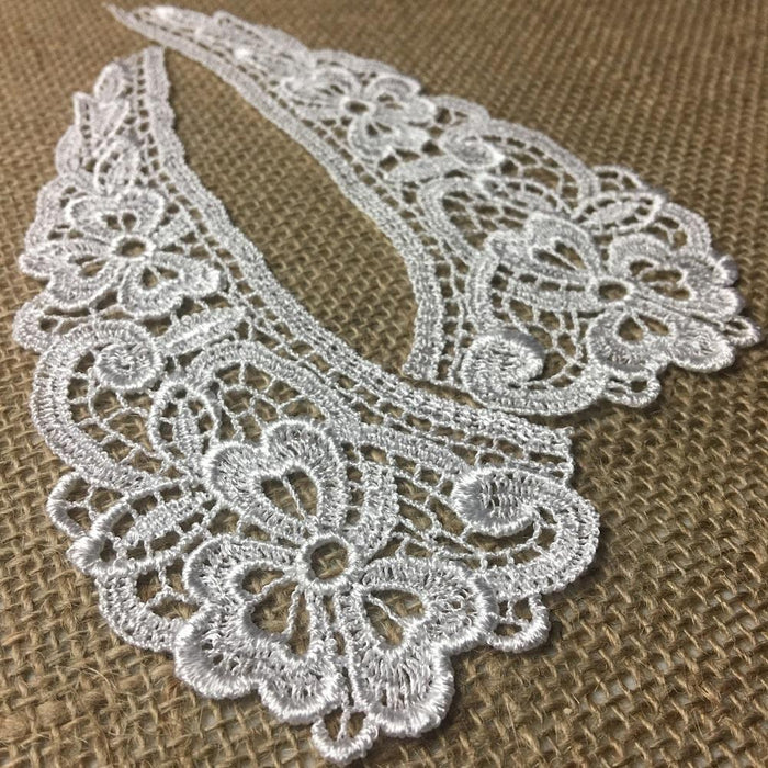 Lace Collar Pair Venise, Judges Lace Collar Pretty Floral Design Embroidered, 7" long, Garments Costume Crafts ⭐