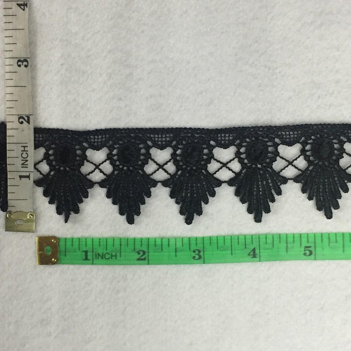 Lace Trim Royal Crown Design Venise 1.75" Wide. Available in Multiple Colors. Multi-Use ex. Garments Tops Decorations Arts Crafts Costumes
