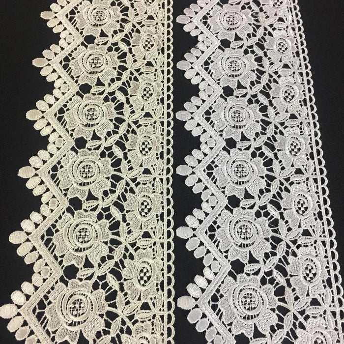 Lace Trim Rose Floral Geometric Scallops Venise by the Yard 5" Wide. Available in Multiple Colors. Multi-Use ex. Garments Slip Extender