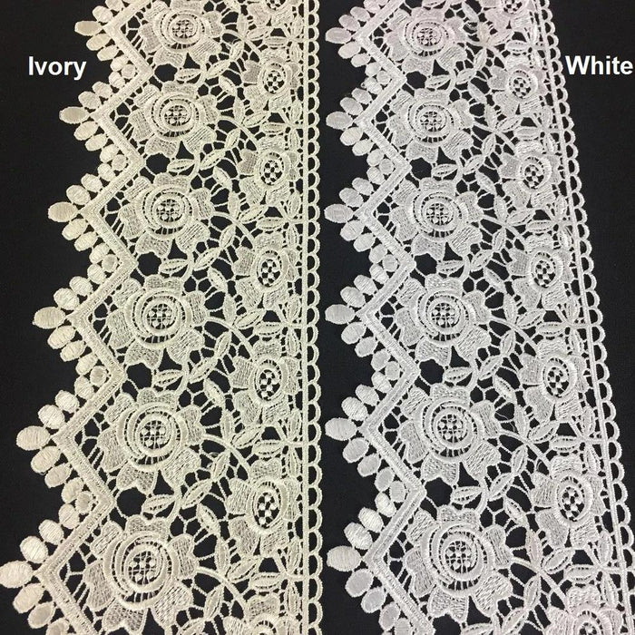 Lace Trim Rose Floral Geometric Scallops Venise by the Yard 5" Wide. Available in Multiple Colors. Multi-Use ex. Garments Slip Extender