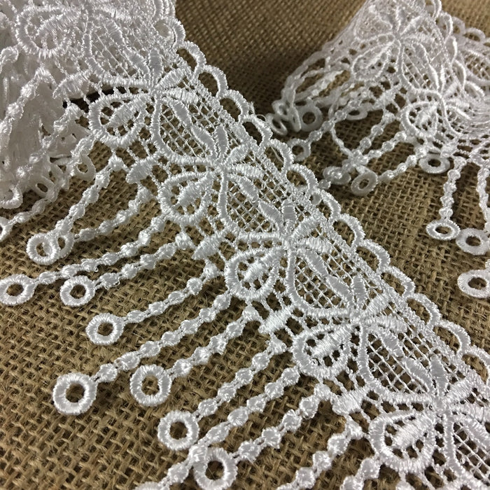 Lace Trim Pineapple Fringe Venise 3". Available in Multiple Colors. 100% Rayon, Multi-Use ex. Garments Tops Slip Extenders Decorations Crafts Veils