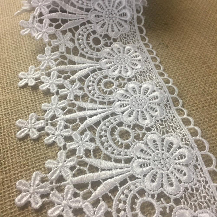Trim Lace Floral Geometric Venise by the Yard, 4.75" Wide, Choose Color, Multi-Use Garment Veil Slip Extender Bridal Crafts Costumes DIY Sewing Decoration