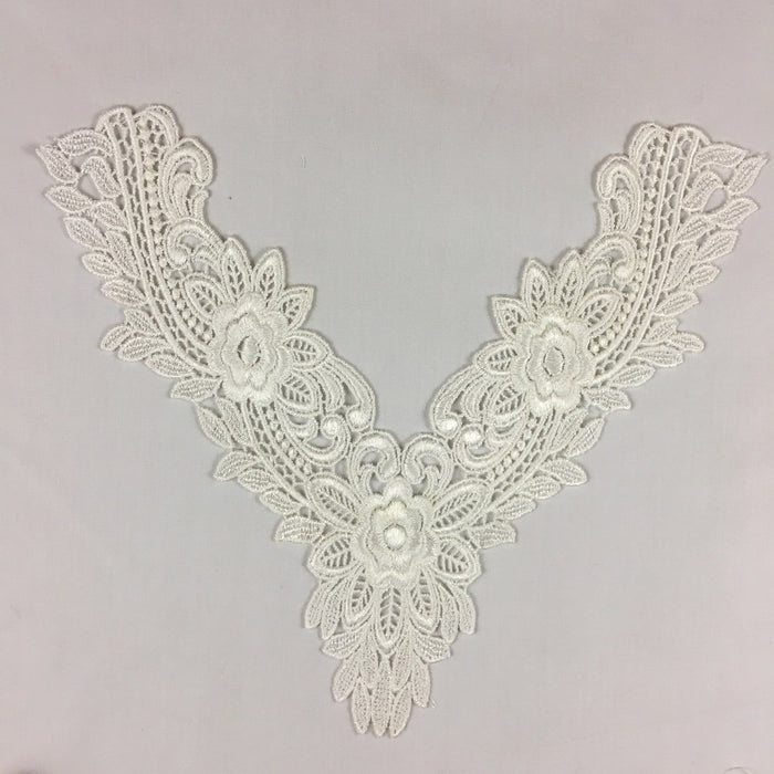 Applique Lace Piece Floral Harmony Embroidery Venise Yoke Neckpiece, 11"x11", Ivory, Garments Tops Bridal Costumes Arts Crafts DIY Sewing ⭐