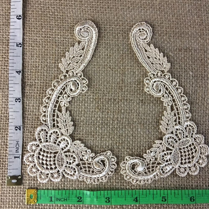 Lace,Applique,Pair,Venise,Rose,Design,Embroidered,Guipure,Chemical,Venice,Collar,Yoke,Lace,Bridal,Decorations,Invitations,Arts and Crafts,Scrapbook,Casket,Coffin,Ribbon,Victorian,Traditional,DIY Clothing,DIY Sewing,Proms,Bridesmaids,Encaje,A0250N8