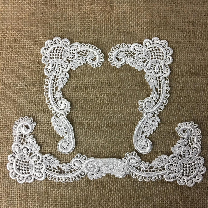Lace Applique Pair Venise Rose Design Embroidered, 5" long, Garments Tops Costumes Crafts DIY Sewing Scrapbooks ⭐