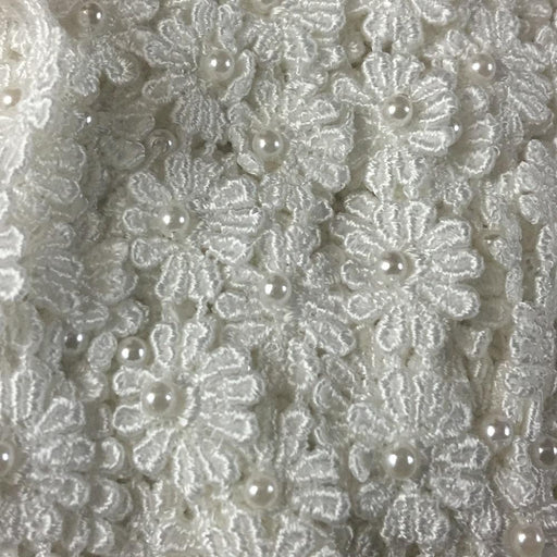 Lace Trim Daisy 1/2" Wide Pearl Beaded Quality Venise. White. Multi-Use ex. Garments Bridals Decorations Arts Crafts Costumes Scrapbooks