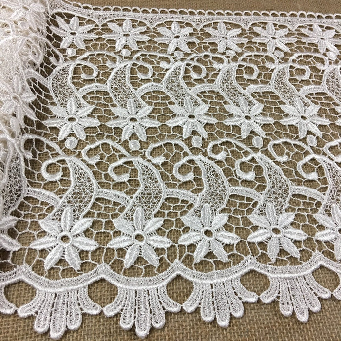 Trim Lace Venise by the Yard, Starfish, 13" Wide, Ivory, Multi-use Garments Tops Bridals Slip Extender Table Runner DIY Sewing Costumes Dance Theater