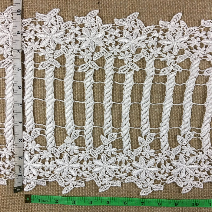 Trim Lace Venise by the Yard Floral Gate, 10" Wide, Choose Color, Multi-use Garments Tops Table Runner Bridal Slip Extender DIY Sewing Decoration Costumes