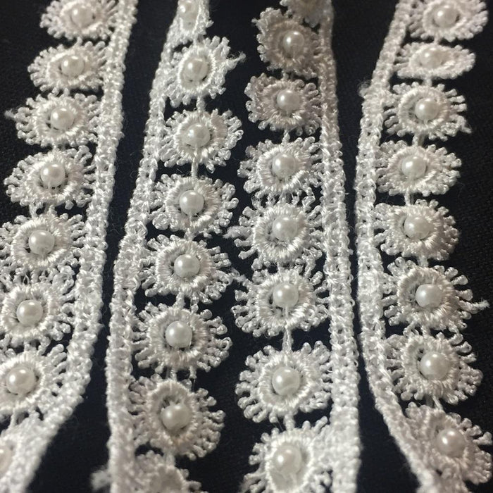 Trim Lace Beaded 1/2" Wide Sunsine Trim Venise. White. Multi-Use ex. Garments Bridals Decorations Crafts Costumes Scrapbooks