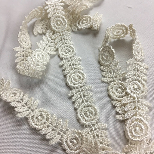 Trim Lace Venise Happy Flower Double Border, 0.5"+ Wide, Ivory, Multi-Use Garments Tops Bridal Belt Sash Waistband DIY Sewing Crafts Costumes, Scrapbooks