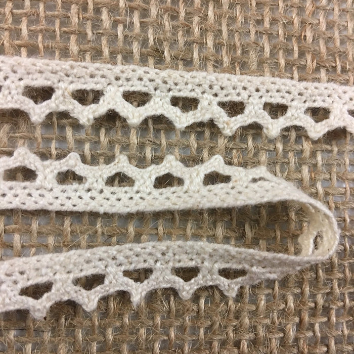 Cluny Trim Lace Natural Cotton, 0.25" Wide, Ivory Yardage Vintage Antique Irish Edging, Multi Use: Garments Arts Crafts Costumes DIY Sewing