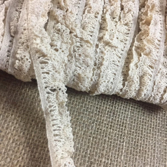 Stretch Trim Lace Cluny 1/2" Wide Ivory. Vintage Natural Cotton Antique Narrow, Multi-Use ex: Garments Decorations Crafts Skirt Costumes.