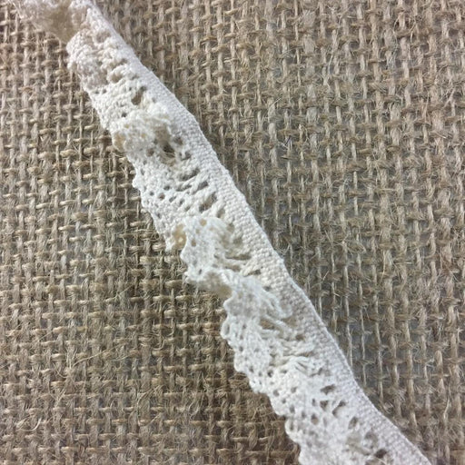 Stretch Trim Lace Cluny 1/2" Wide Ivory. Vintage Natural Cotton Antique Narrow, Multi-Use ex: Garments Decorations Crafts Skirt Costumes.