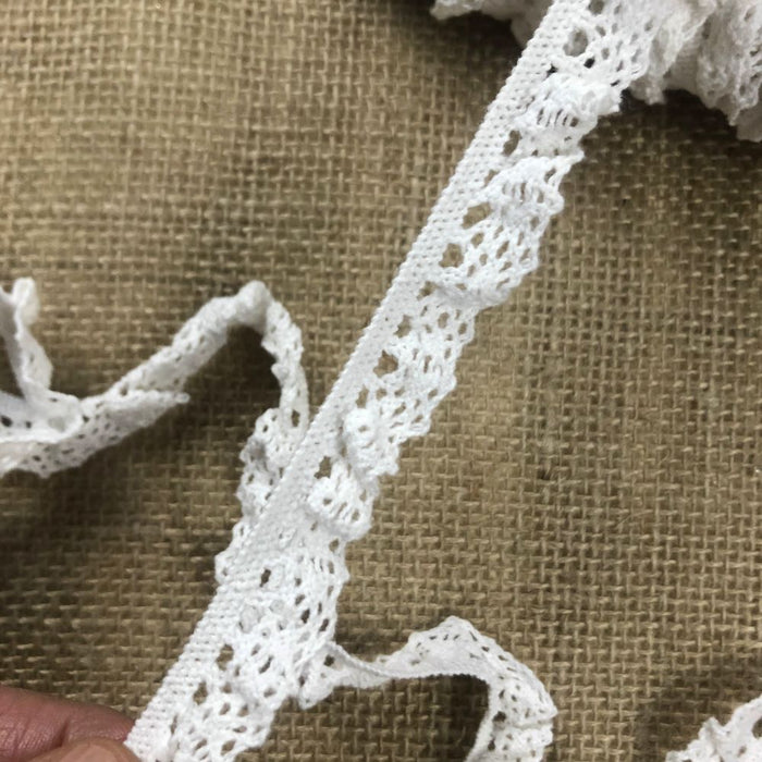 Stretch Trim Lace Cluny 1/2" Wide . Vintage Natural Cotton Antique Narrow, Multi-Use ex: Garments Decorations Crafts Skirt Costumes.