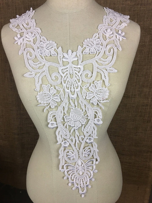 Lace Applique Super Yoke Piece Embroidery Venise, 20"x11", Garments Bridal Tops Costumes, Use Whole or Cut Pieces. Dye-able Rayon ⭐