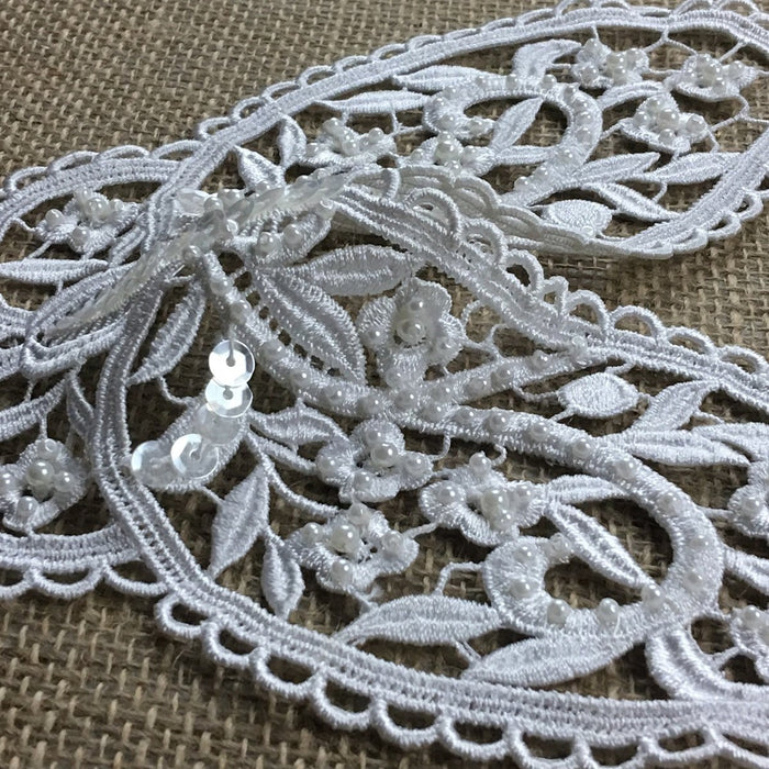 Beaded Butterfly Applique Lace Piece Embroidery Venise Yoke, 5.5"x10", Garments Bridal Tops Costumes Crafts DIY Sewing ⭐